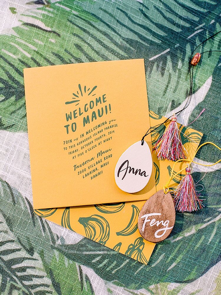 tropical welcome party invitation card