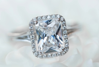 Square diamond ring engagement ring from Roman Jewelers in Bridgewater, New Jersey