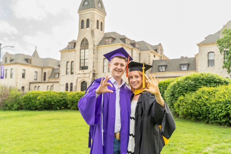 Kyle and Emma celebrated their graduation from K-State. Kyle graduated with a Bachelor's degree in Agriculture Technology Management. Emma graduated with a Master's degree in Speech-Language Pathology.