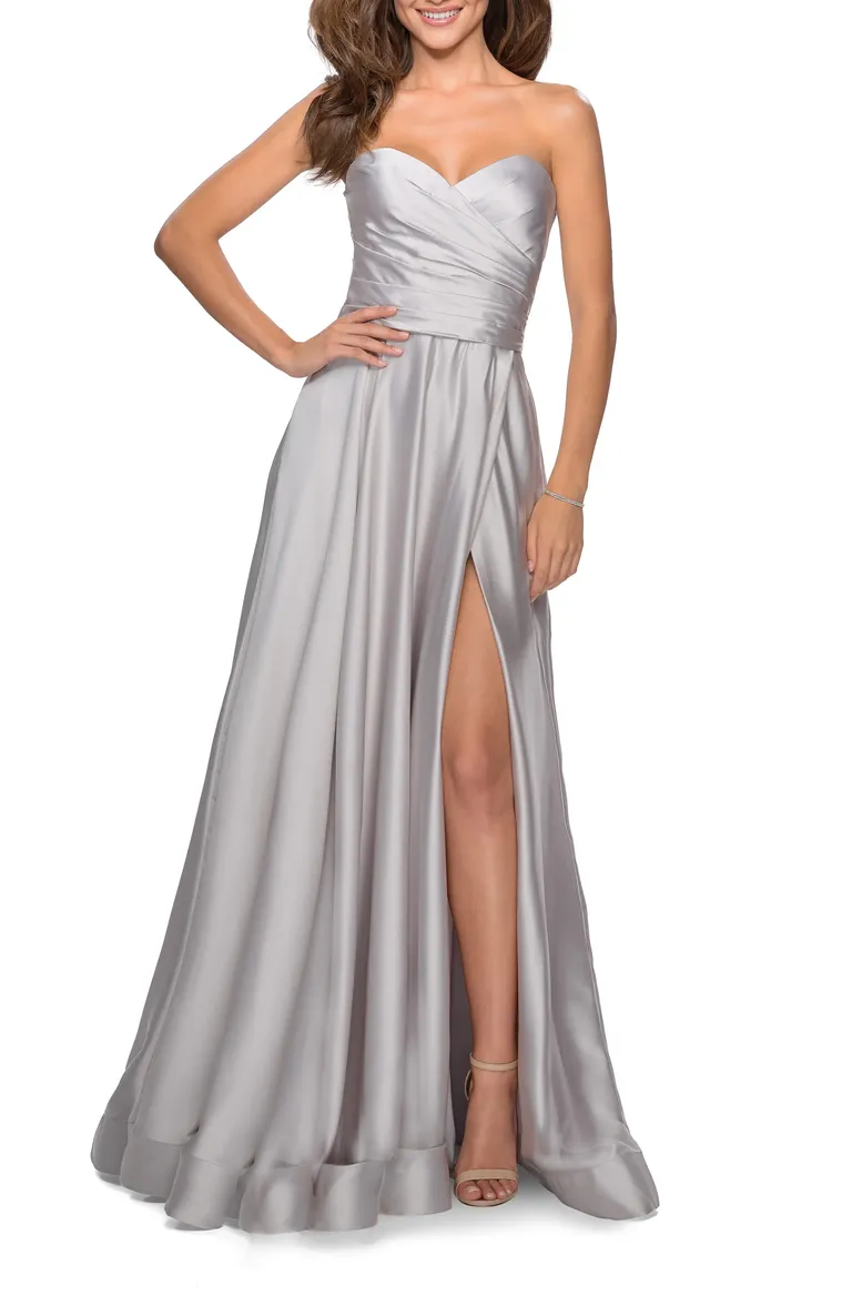 Shimmer Silver Satin Bridesmaid Dress Crossed Straps Beach