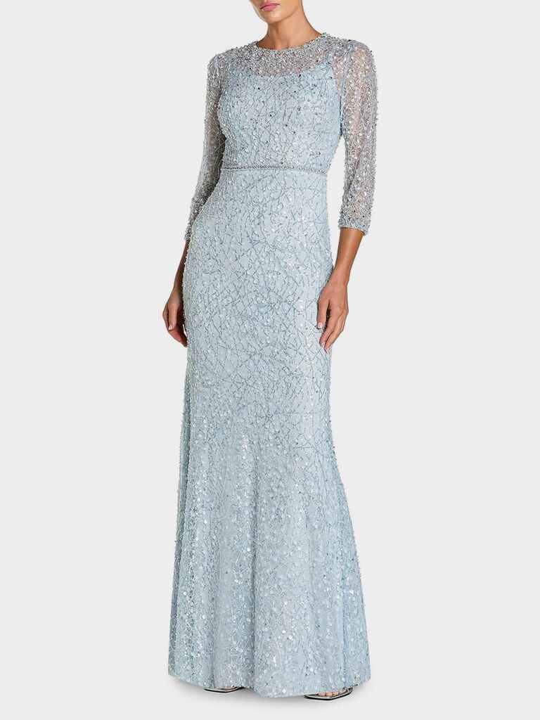 Mac Duggal embellished lace column mother-of-the-bride gown