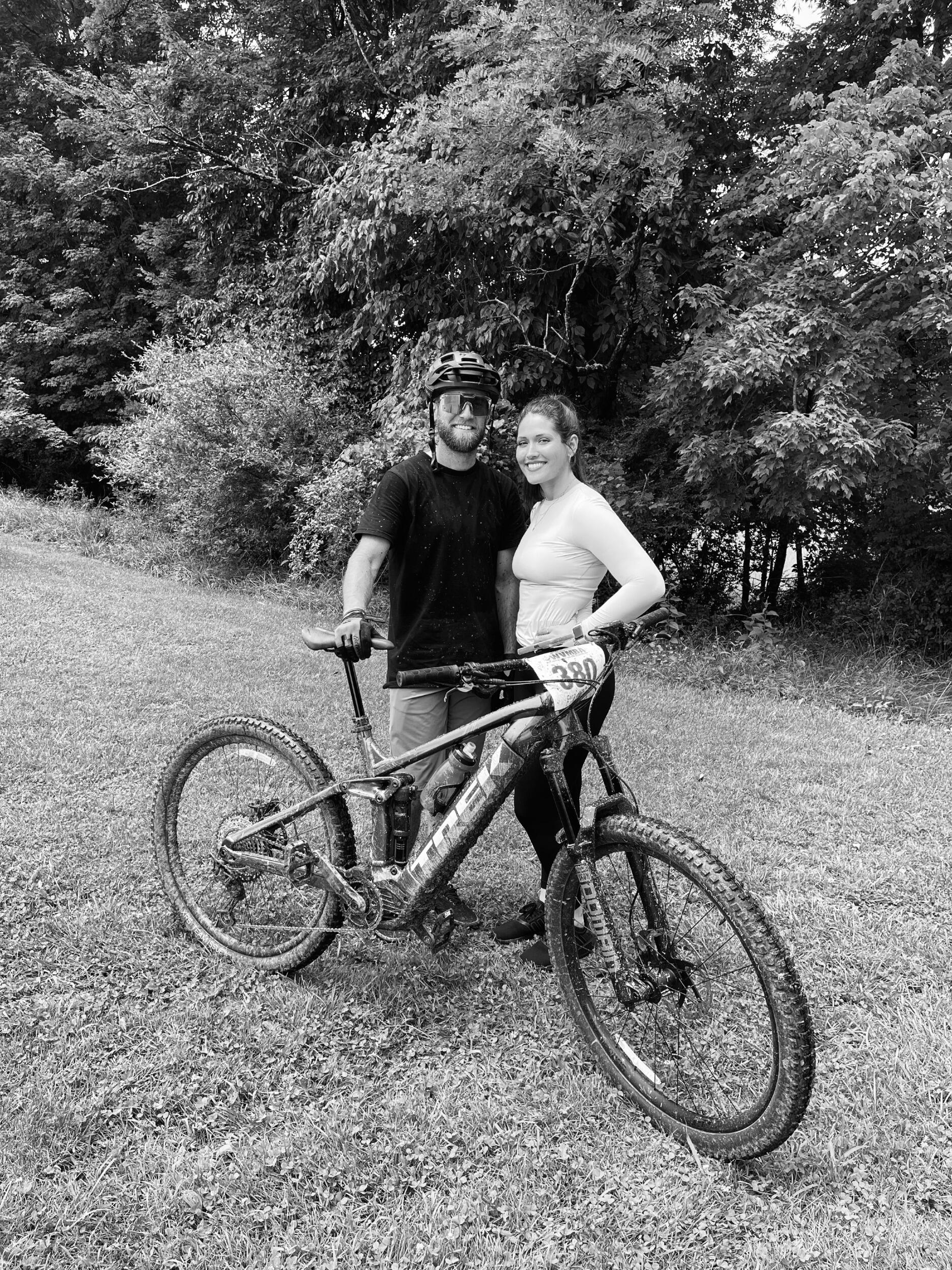 Hailea supporting Austin at his first mountain bike race. 
