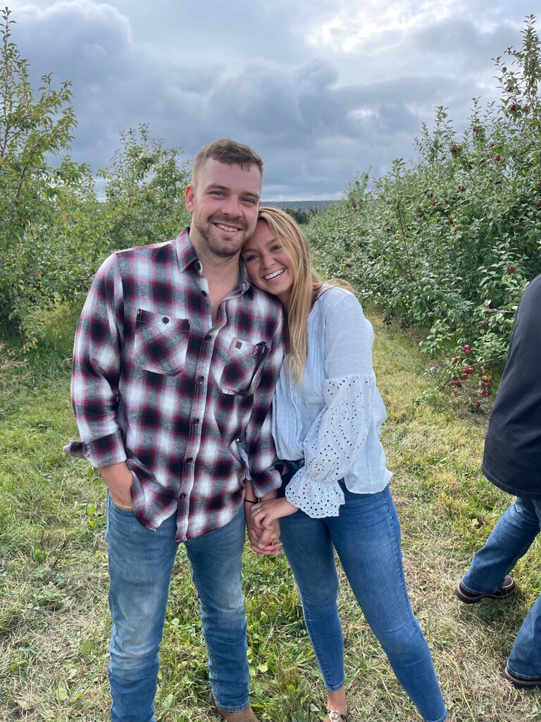 This was when he realized he’ll always be forced to take pictures in an apple orchard with me every fall.