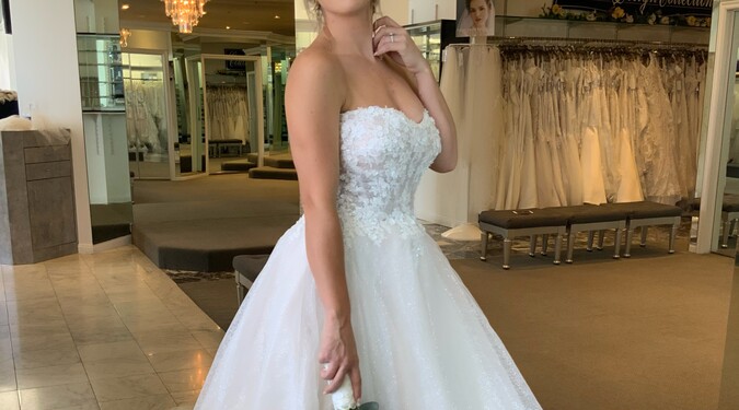 deborah's bridal bridesmaid dresses Strapless Satin Bridesmaid Dress With Draped Front Slit And Pockets In  Cognac
