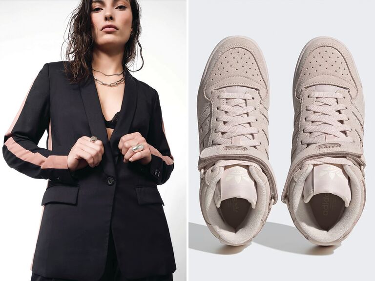 A femme suit and sneaker combo for your wedding attire