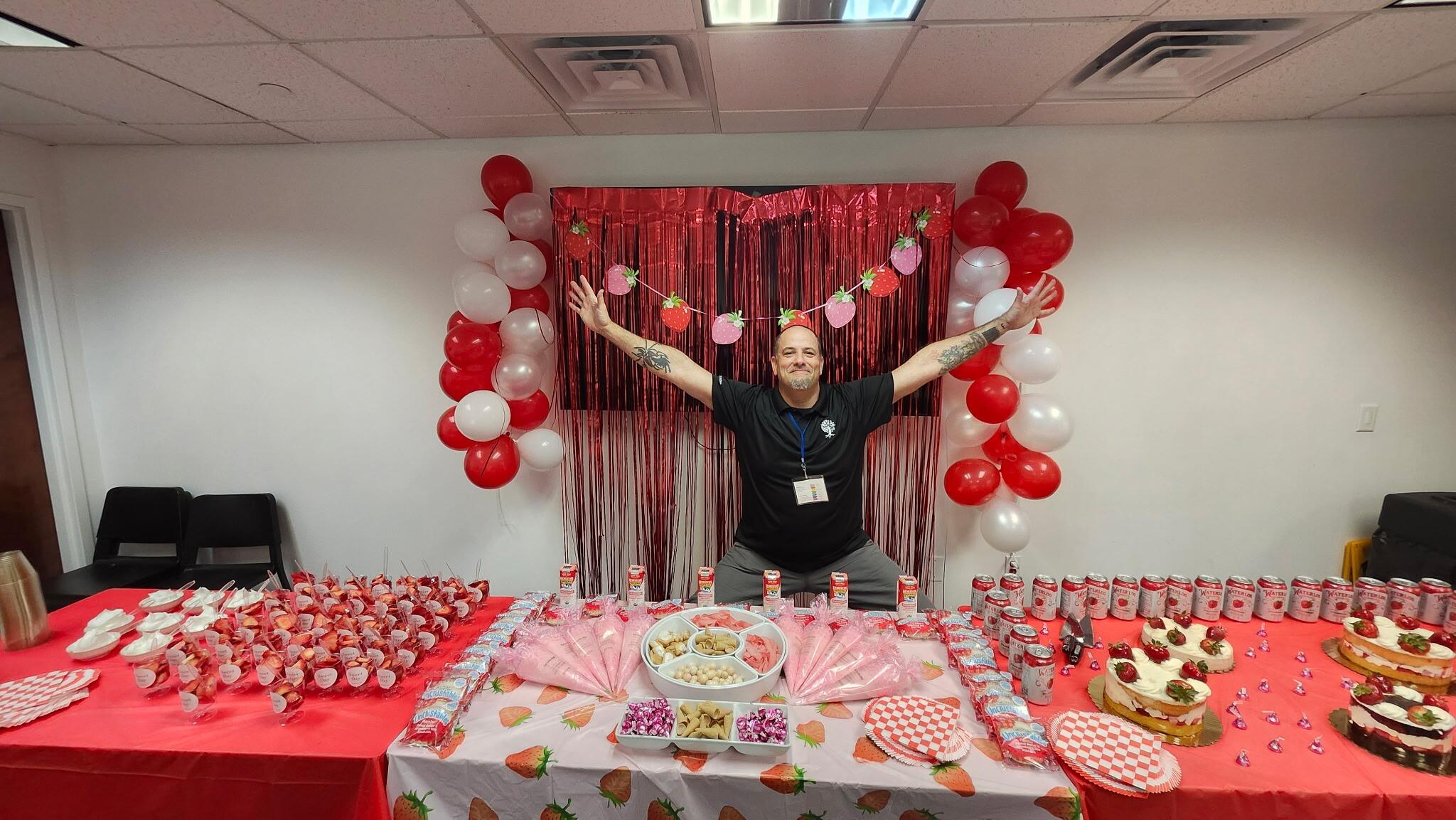 Keith truly found his calling! It was National Strawberry Day at work! He is such an asset to his job. He brings so much positive energy and laughter to the employees and to the clients. He genuinely cares about all of them!