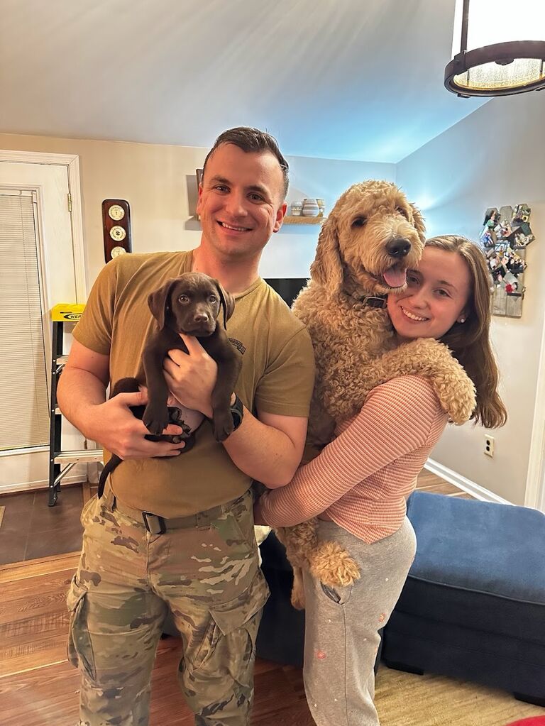 Finn joins Julianna, Emmett, and Auggie. He is the sweetest little pup and Auggie's best friend. 