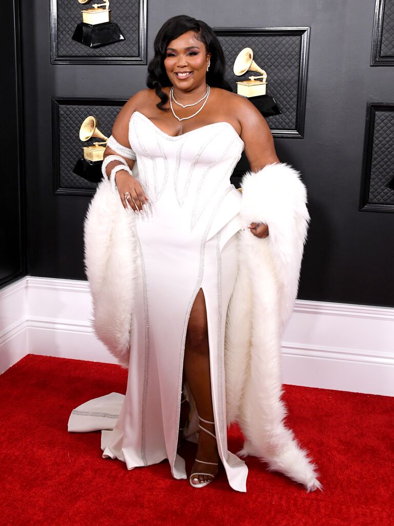Lizzo wears Versace at the Grammy's. 