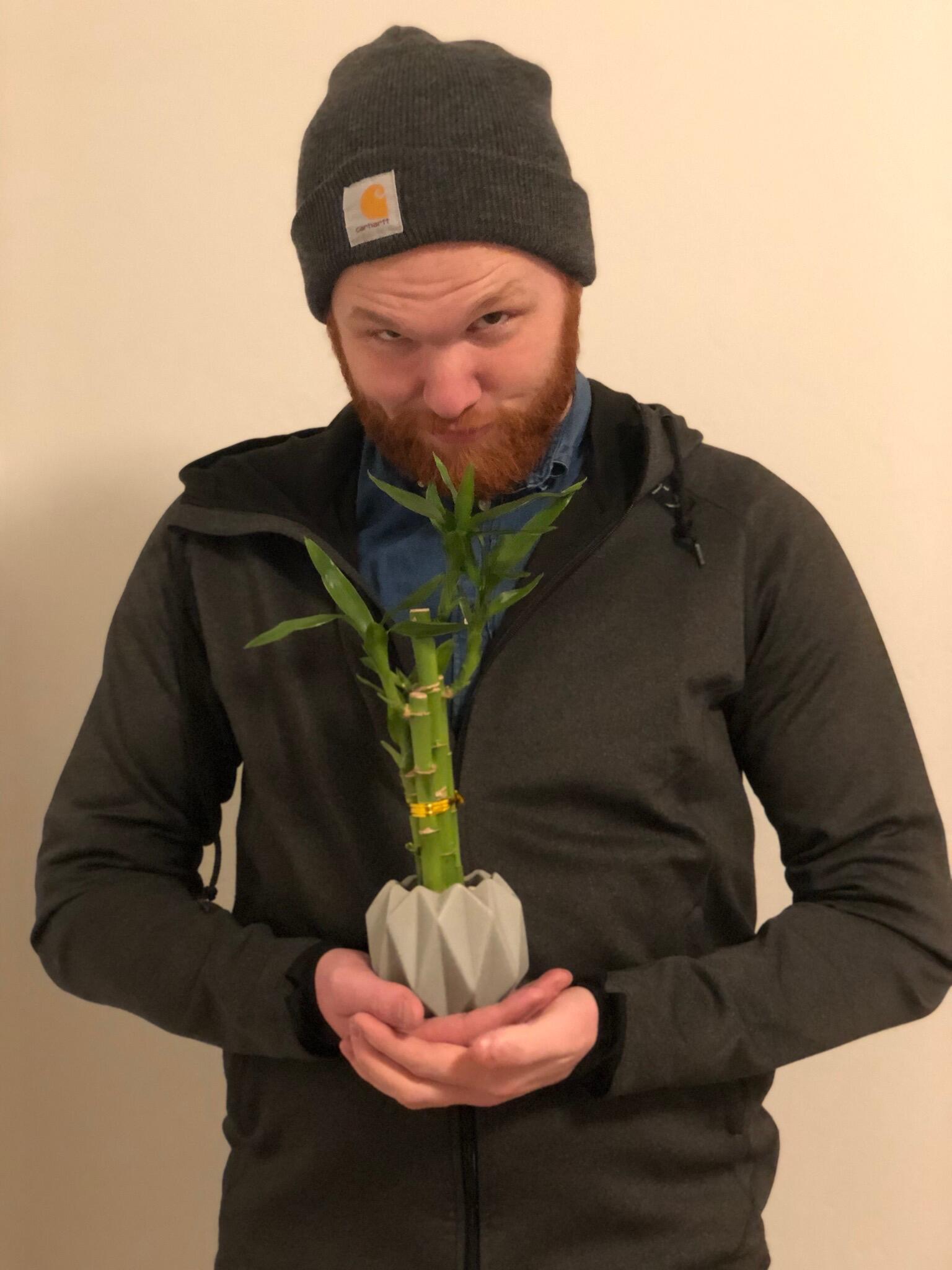 For Valentine's Day the only thing Aaron wanted was a bamboo plant.  So of course Matisse got him one