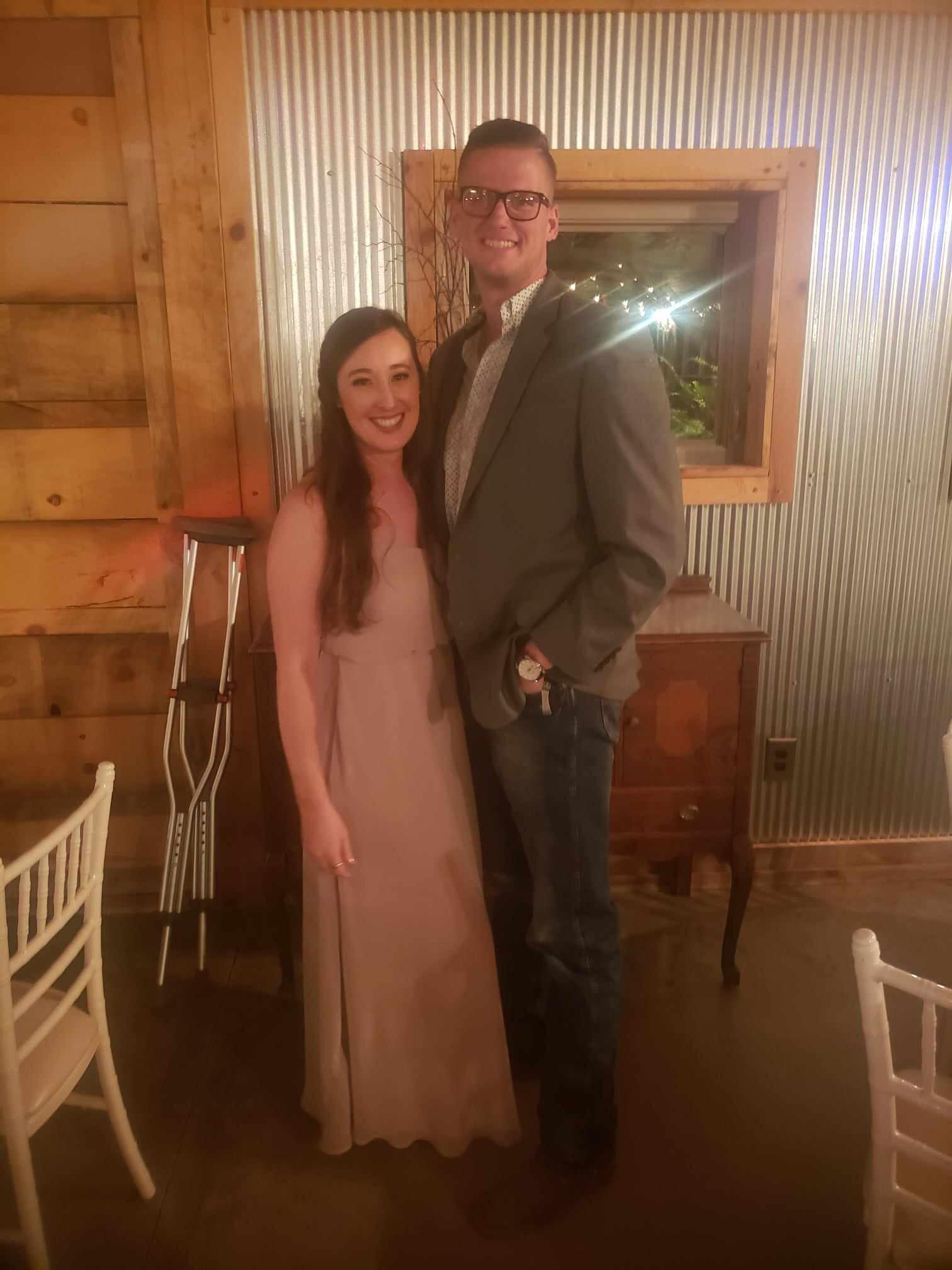 On crutches at my best friends wedding but had the best wedding date!