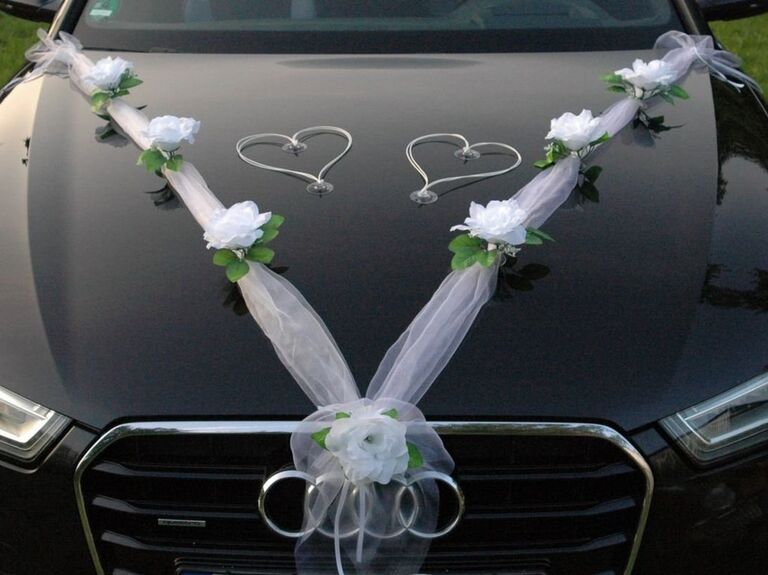 Unique Wedding Car Decoration Set Pink hearts flowers and FREE
