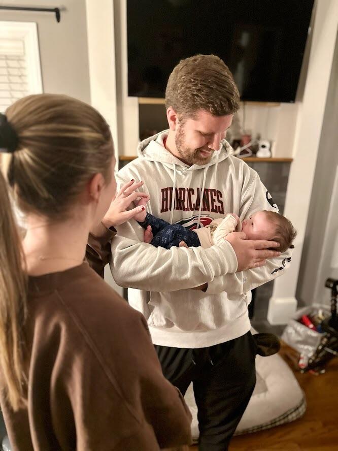 Zac + Austin meet their niece Lucy Scott Marshall. 
