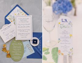 Wedding invitation suite examples with blue details