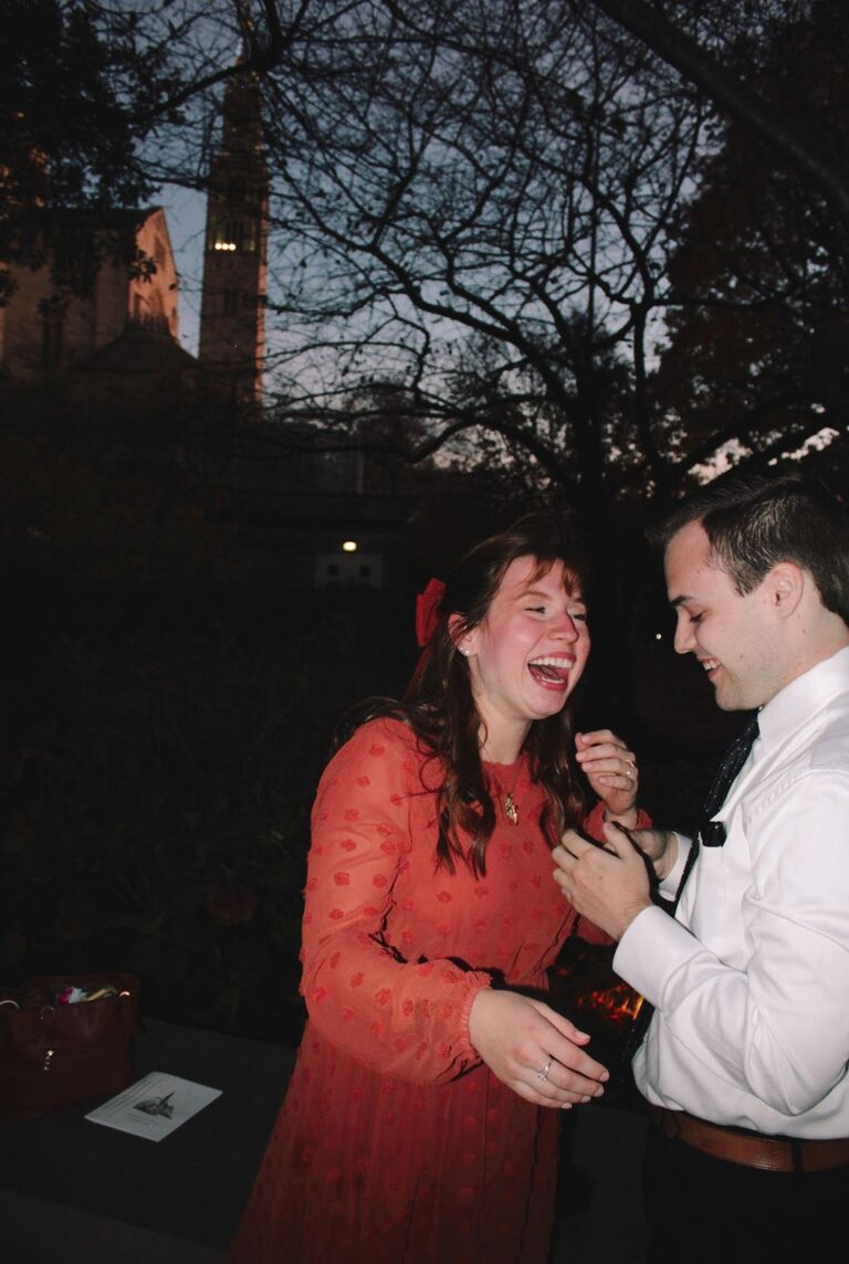Philip Michael proposed to Natalie in Mary's Garden at the Basilica of the Shrine of the Immaculate Conception