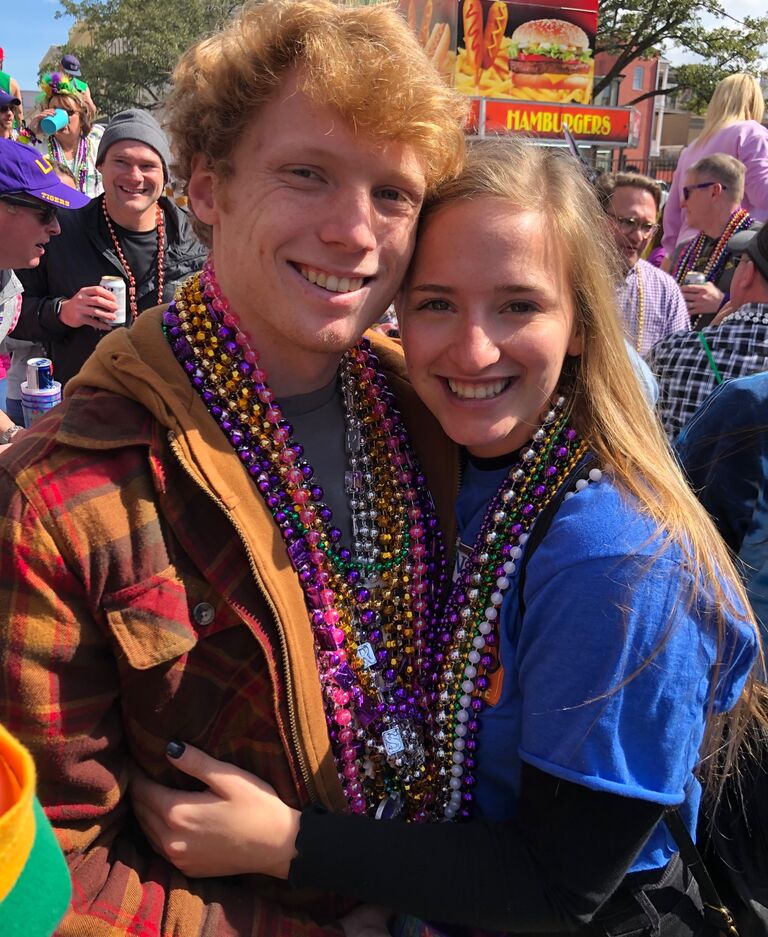 Nick and Kate celebrate Nick's first Mardi Gras!
