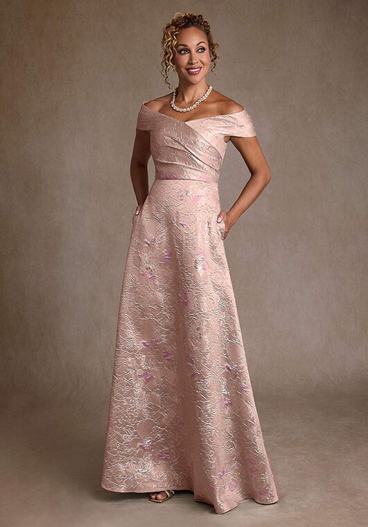 Azazie Azazie Lacey Floral Jacquard in Coral Jacquard Mother Of
