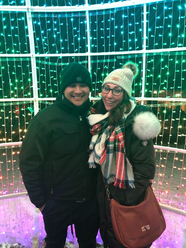 Megan and Damian's 3rd date and 1st photo together at the Zoo Lights @ Brookfield Zoo.