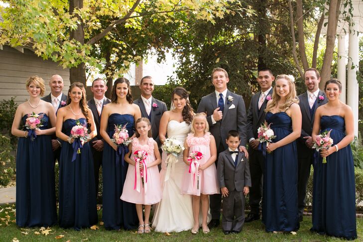 navy wedding party