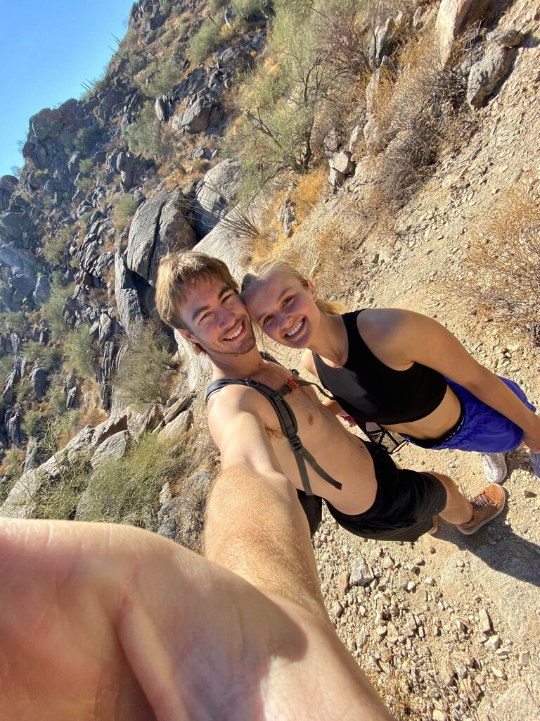 Corbin and Sarah's junior year in college. One of many adventures: hiking. 