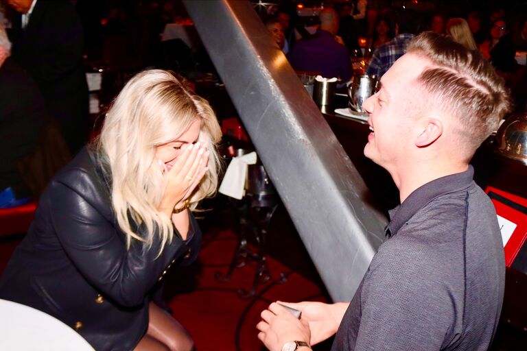Shane proposed to Olivia! In the heart of one of their favorite "spots," Las Vegas, Shane dropped down on one knee at the Eiffel Tower Restaurant overlooking the Bellagio Fountains and she said yes!