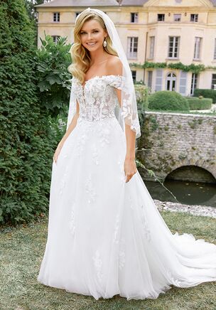Tulle A Line with 3D Floral Lace Appliques