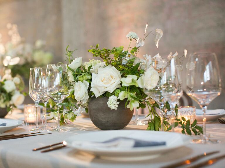 Wedding Centerpieces White and Green Roses