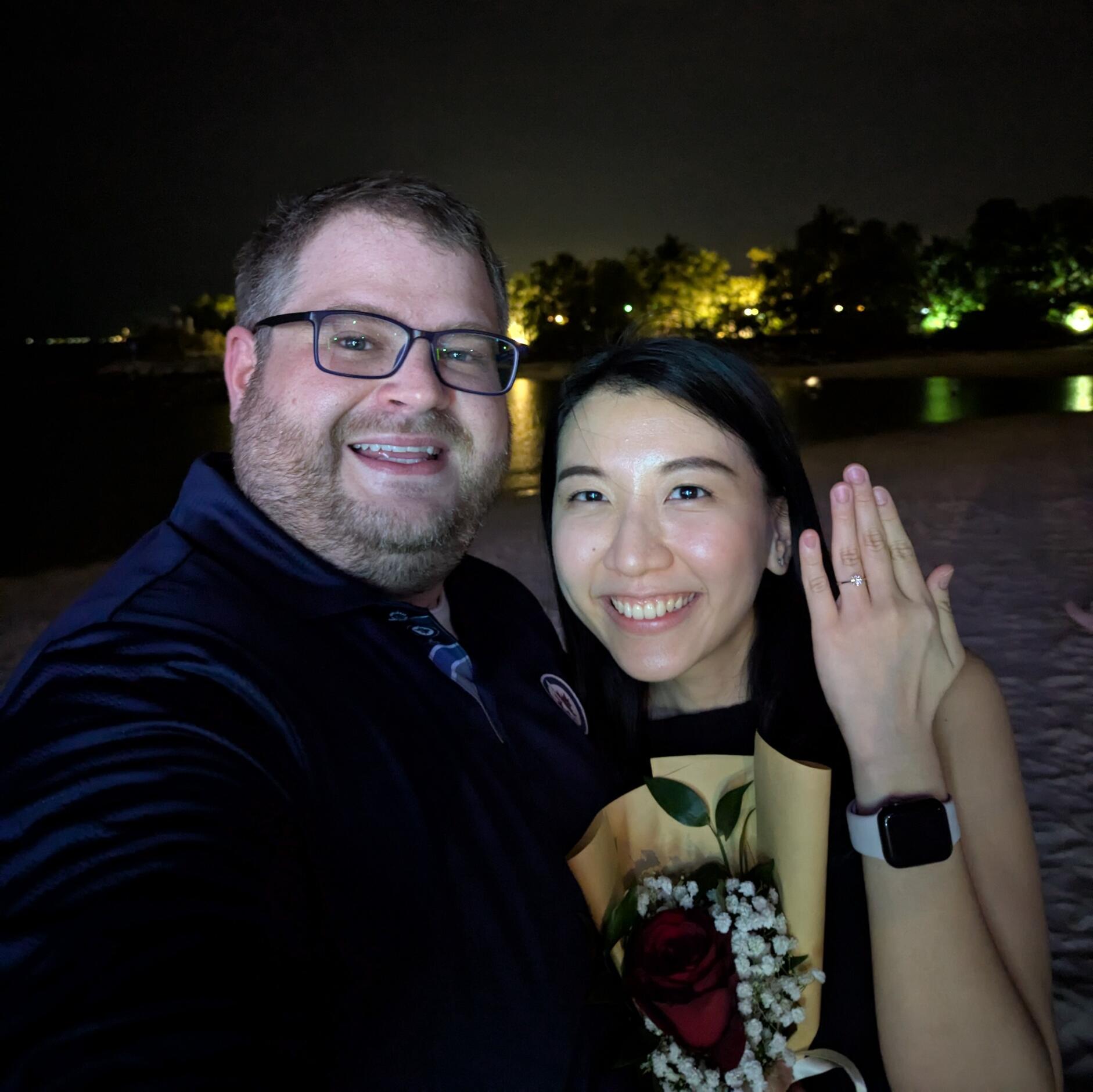 WE ARE ENGAGED! Let the stress of planning a wedding officially begin!! 🎉💍👰🤵‍♂️🌴