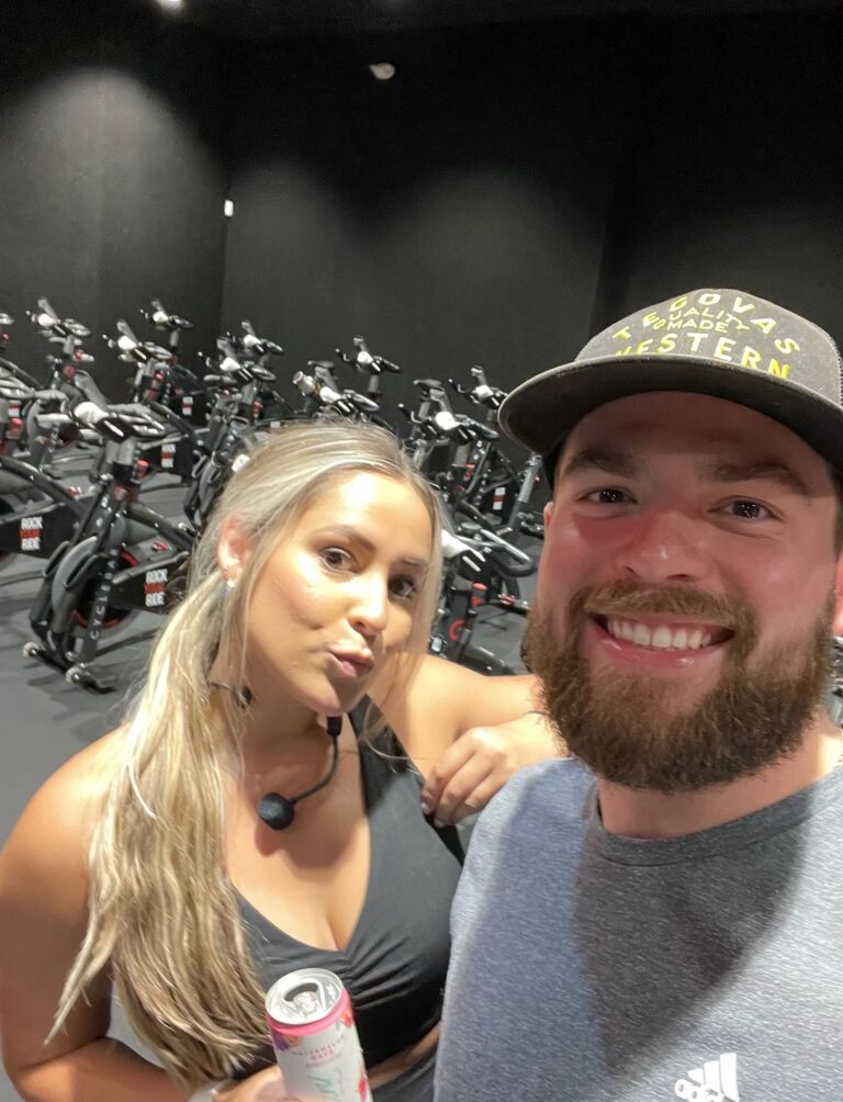 Carson agreed to come to Maddie's spin class. He was such a good sport! We wouldn't make eye contact the whole class because we would immediately die in laughter lol. 