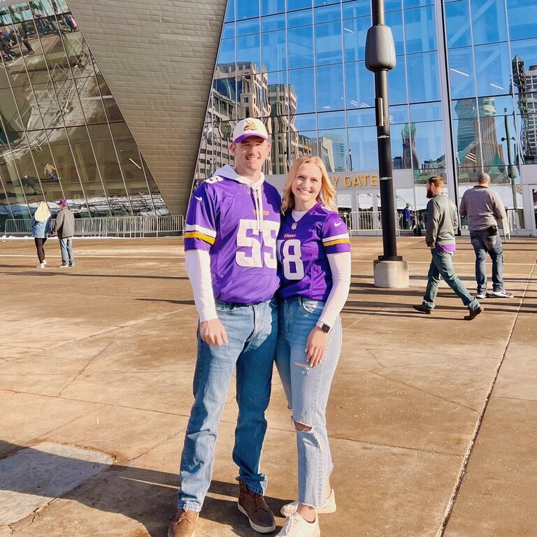 Cheering for Minnesota sports quickly became a bonding activity for Jake and Sarah. They were able to go to the Vikings playoff game in 2023 only to be let down with a loss. Every good Minnesota sports fan knows this feeling a little too well. 2026 is gonna be our year - Skol to the Bowl!