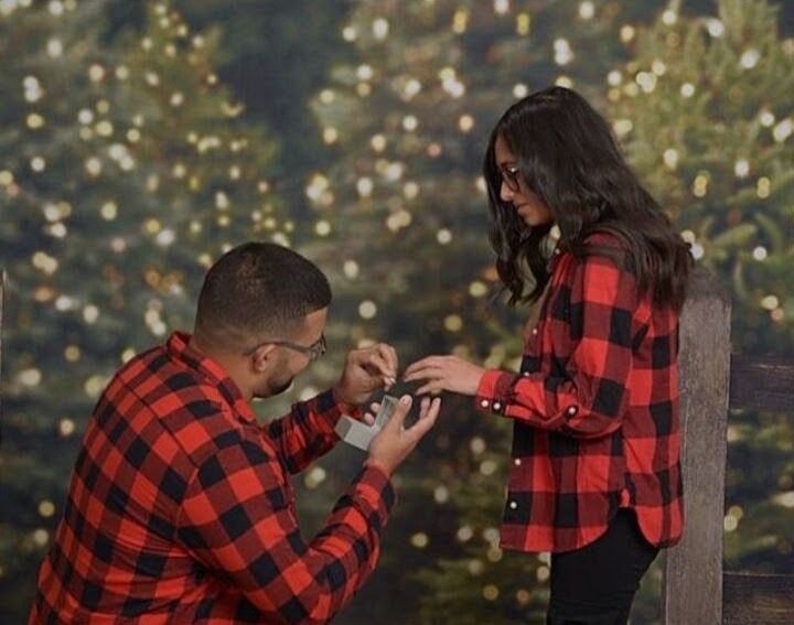 Almost 5 years together, we both are in college and working towards our future. Ethan planned a secret surprise. He asked Kathryn's great grandfather's blessing and planned to ask her to marry him. We made it to JCPenny, where Kathryn believed that it was going to be a fun Christmas photo shoot, which in her surprise she found him on one knee with a ring. And without any hesitation, she said YES!!!!
Ethan -  almost 21
Kathryn - almost 20