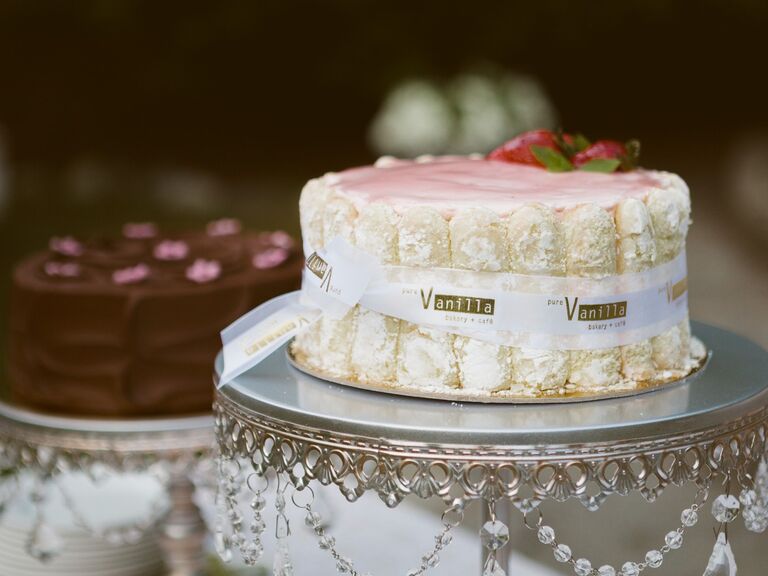 Lady finger cake on a dessert table. 