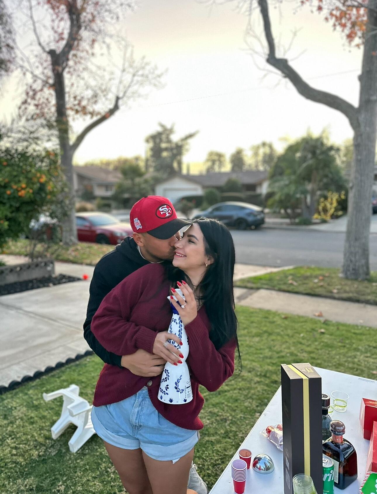 The day after the proposal, with the worst hang-over possible, we celebrated in our front yard with a couple of close friends and family—and lots of tequila.