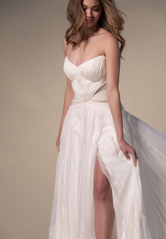 knee length dresses for ladies Sweetheart A-Line Wedding Dress with Daring Slit and Removable Rose Sl –  HAREM's Brides