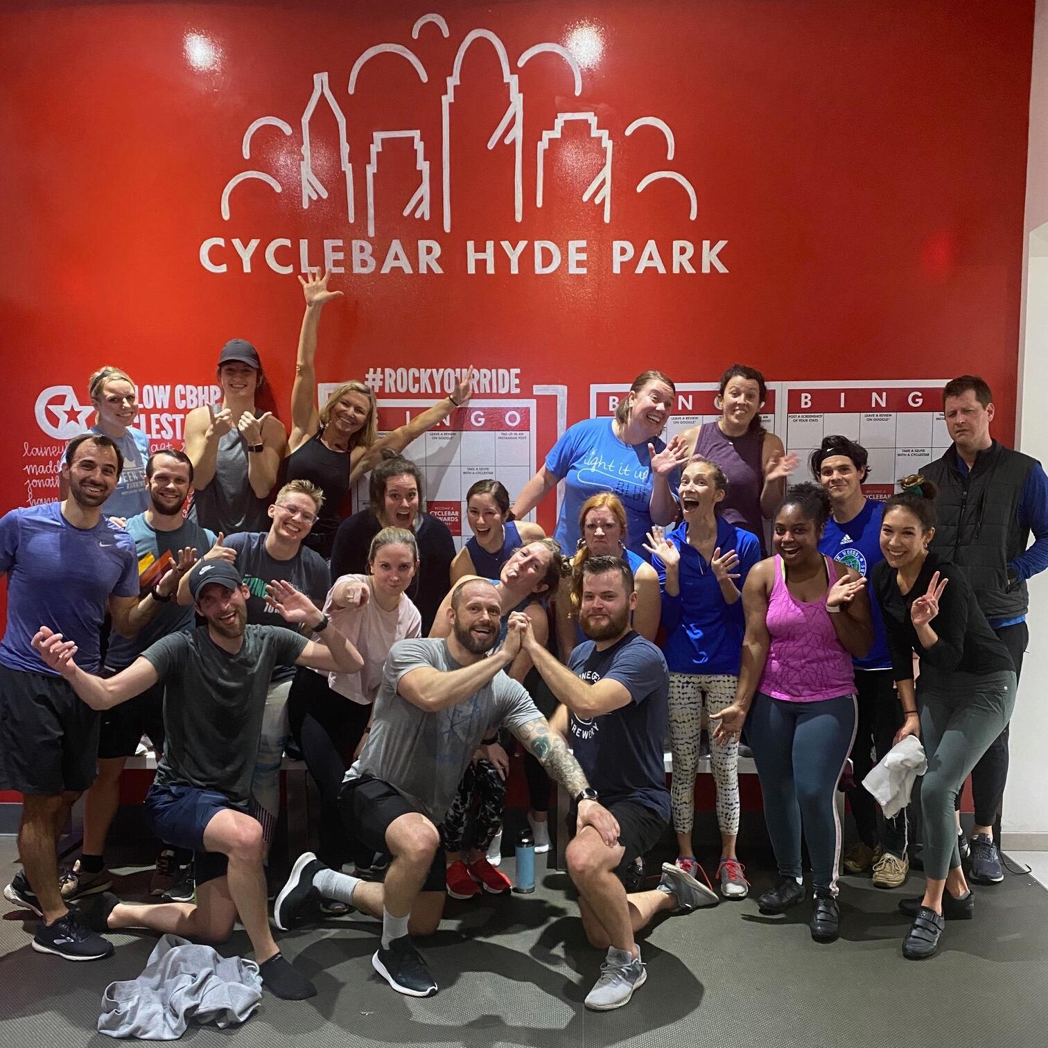 David and friends join Whitney for her Autism Awareness Cyclebar ride