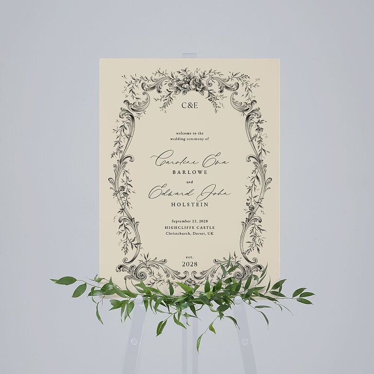 Victorian wedding welcome sign