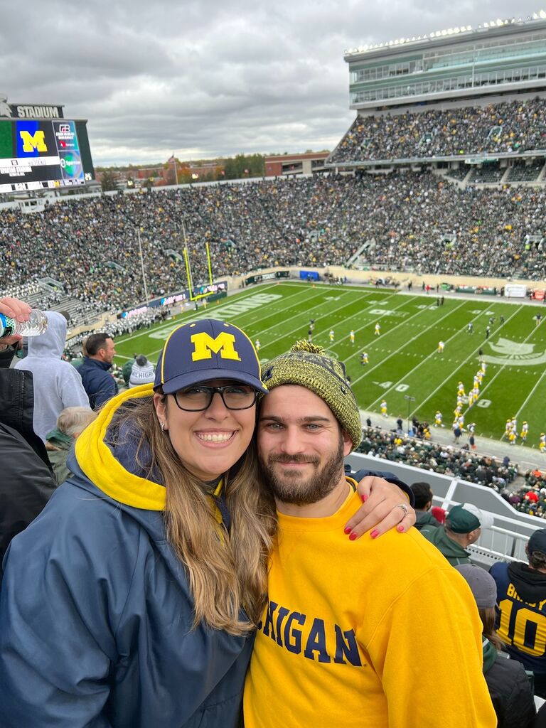 Dressed in different colors than when she was young, Nikki showed David around Spartan Stadium where she went to many games growing up