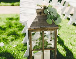 Rustic wedding ceremony aisle decor