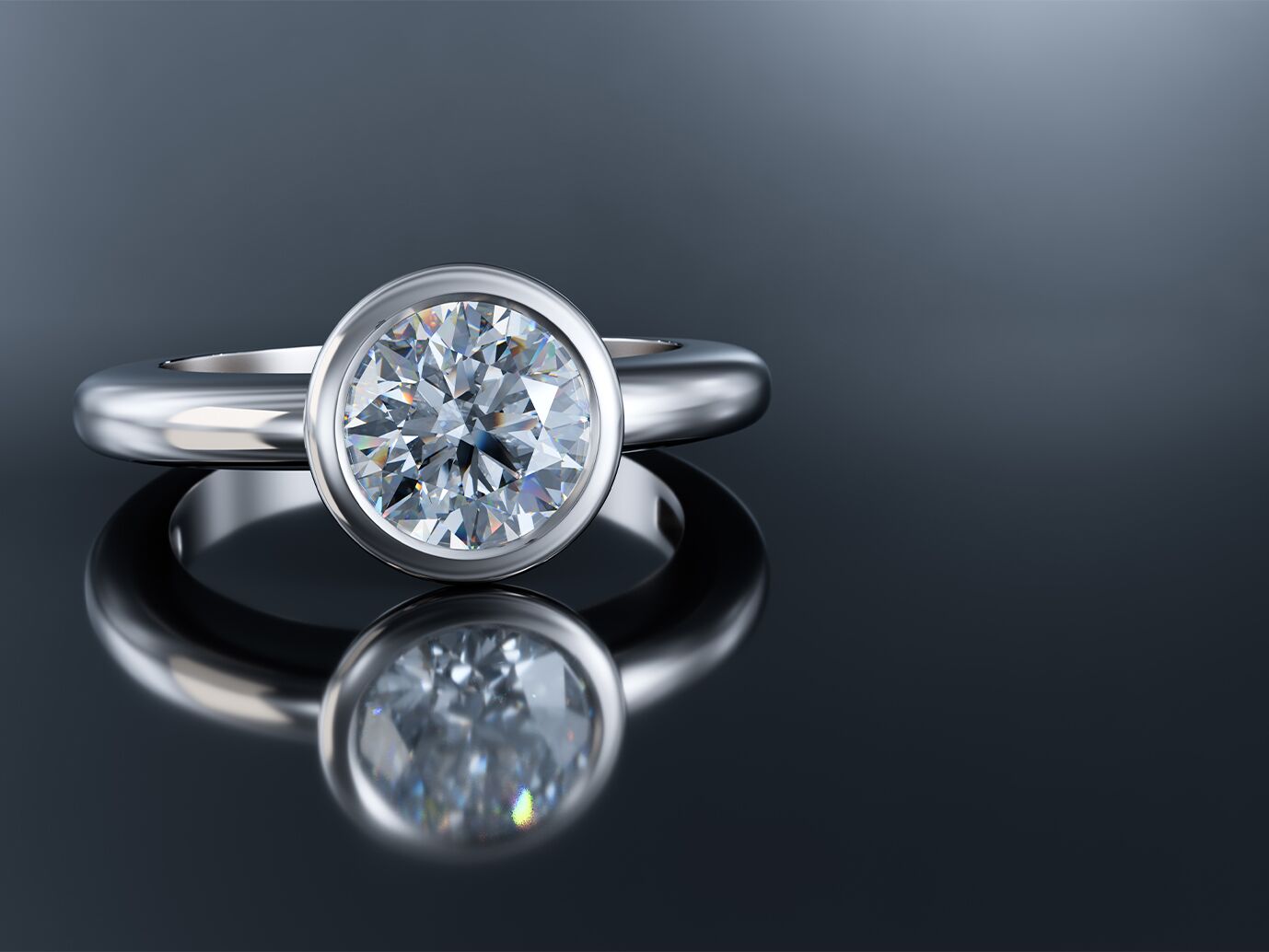 Bezel-set engagement ring