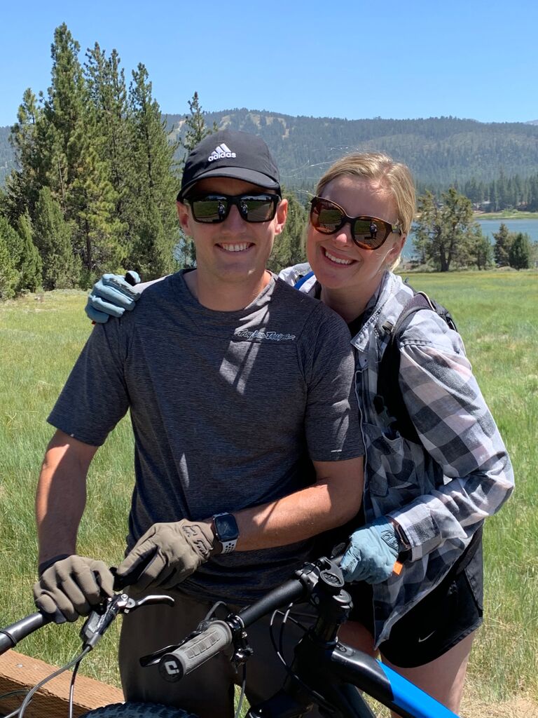 The pair's first trip (of many) to Big Bear! Sarah had wanted to try Mountain Biking before meeting Kevin  but had not had the chance. Together she learned to mountain bike and it gave them a lot of quality time together during the COVID restrictions. Soon enough, Sarah fell in love with the sport and Kevin even more. 