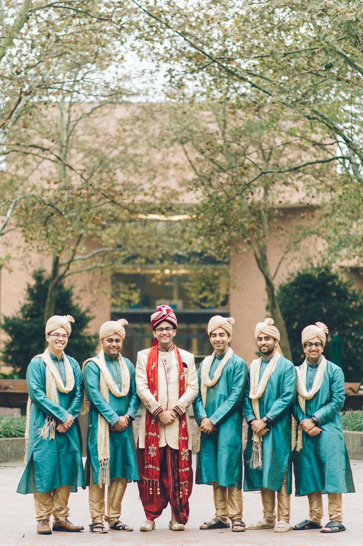 Groom And Groomsmen In Traditional Indian Wedding Attire