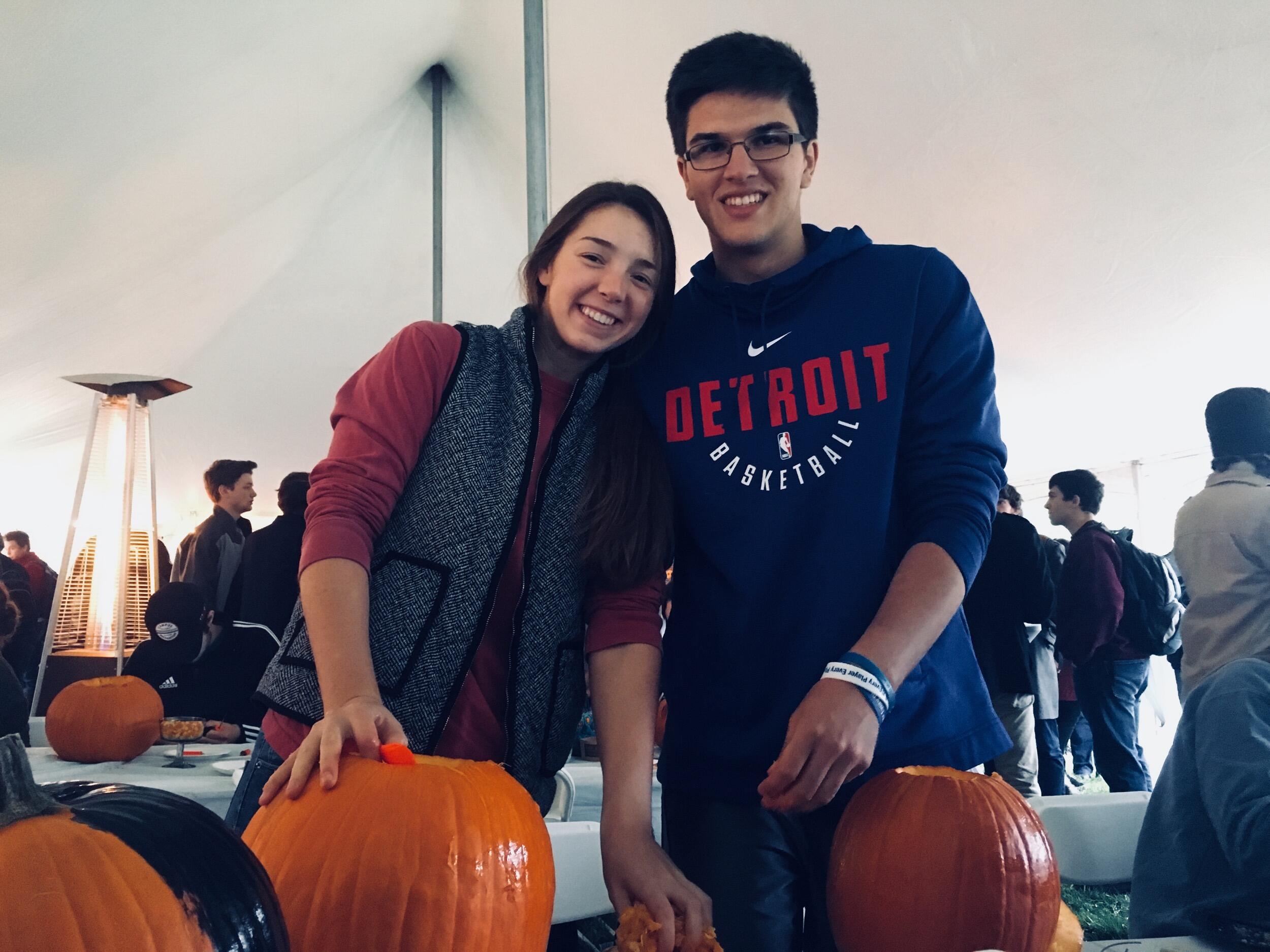 Taking Ben's pumpkin-carving virginity! Lol