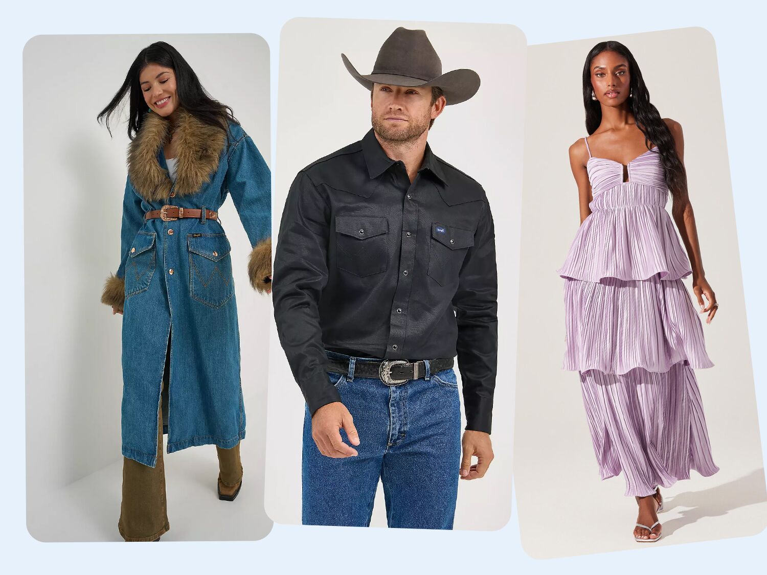 Three country wedding outfits for guests