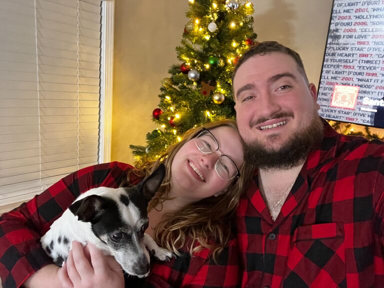 Our first Christmas in our new home! Fun fact: we both had Covid in this picture.