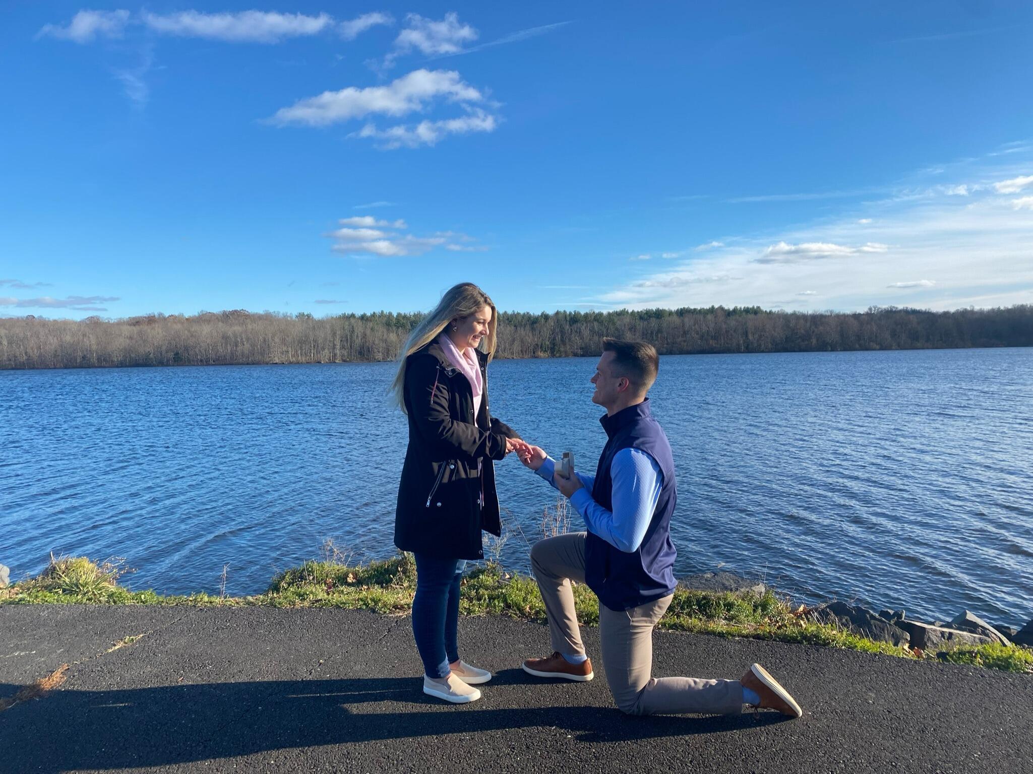 Jared proposed to Christy at Lake Nockamixon in Pennsylvania where the two had shared many memories in the past.