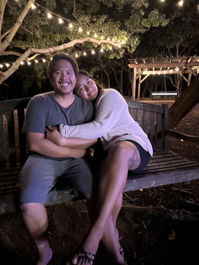 Enjoying our time on the famous swing at Makani Olu Ranch. 