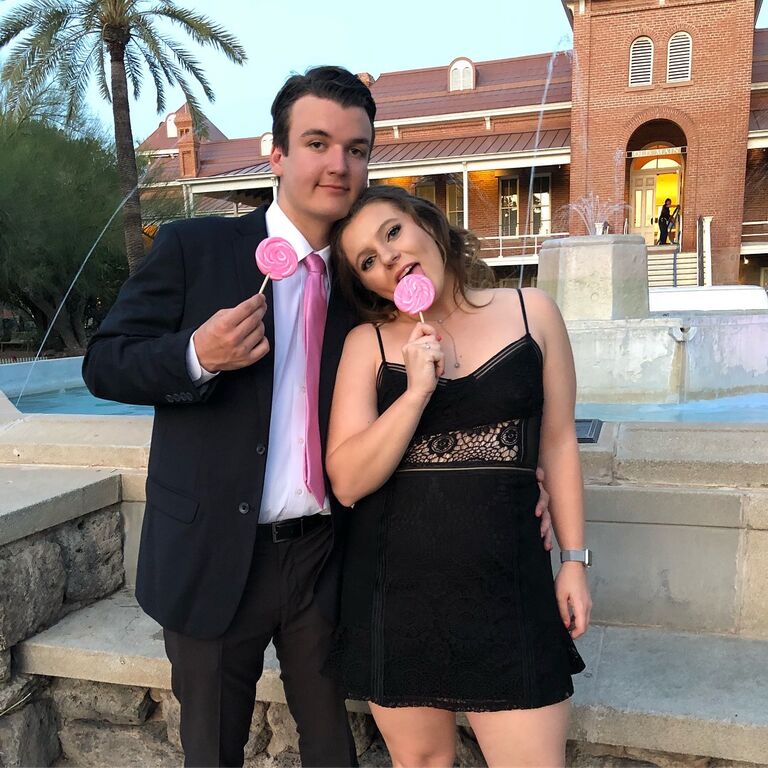 A Chi Omega formal where we went a little extra and got props to take fun pictures. Kelsey loved when Nick came to Tucson and got to hang out with friends, roommates, and all the chi omegas. 