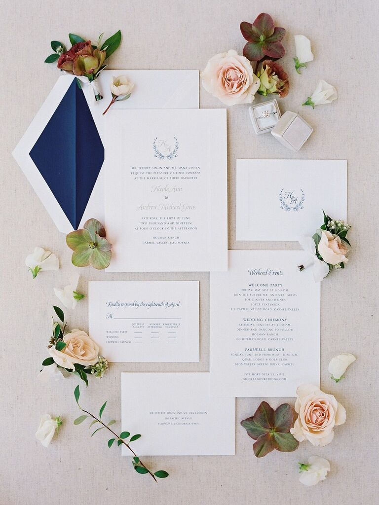 A rustic and elegant wedding invitation suite