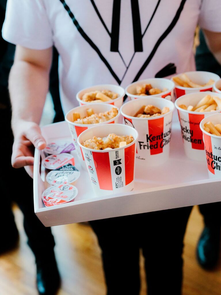 Fast food buckets of Kentucky Fried Chicken for your wedding reception