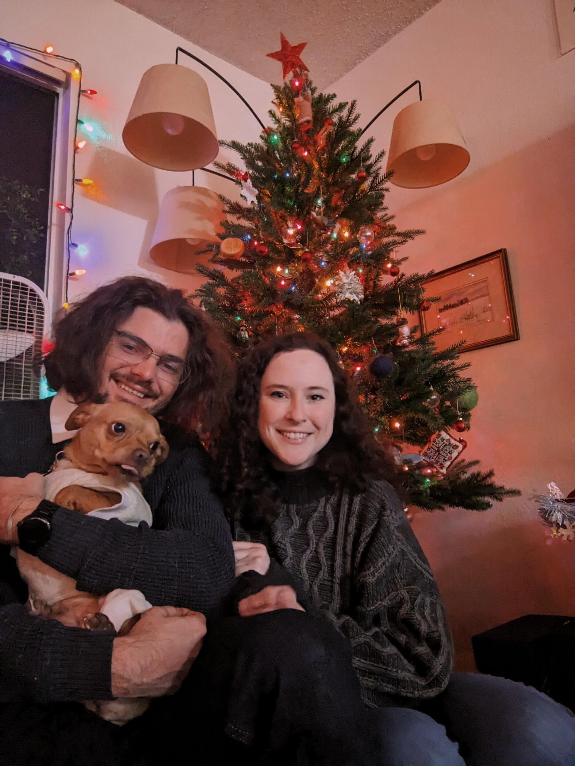 We moved in with our good friend, Corbin Sobrito, this Fall. Rosie had fun decorating the new apartment for Christmas. Nate and Rosie held Corbin's dog, Luna, for a Christmas photo