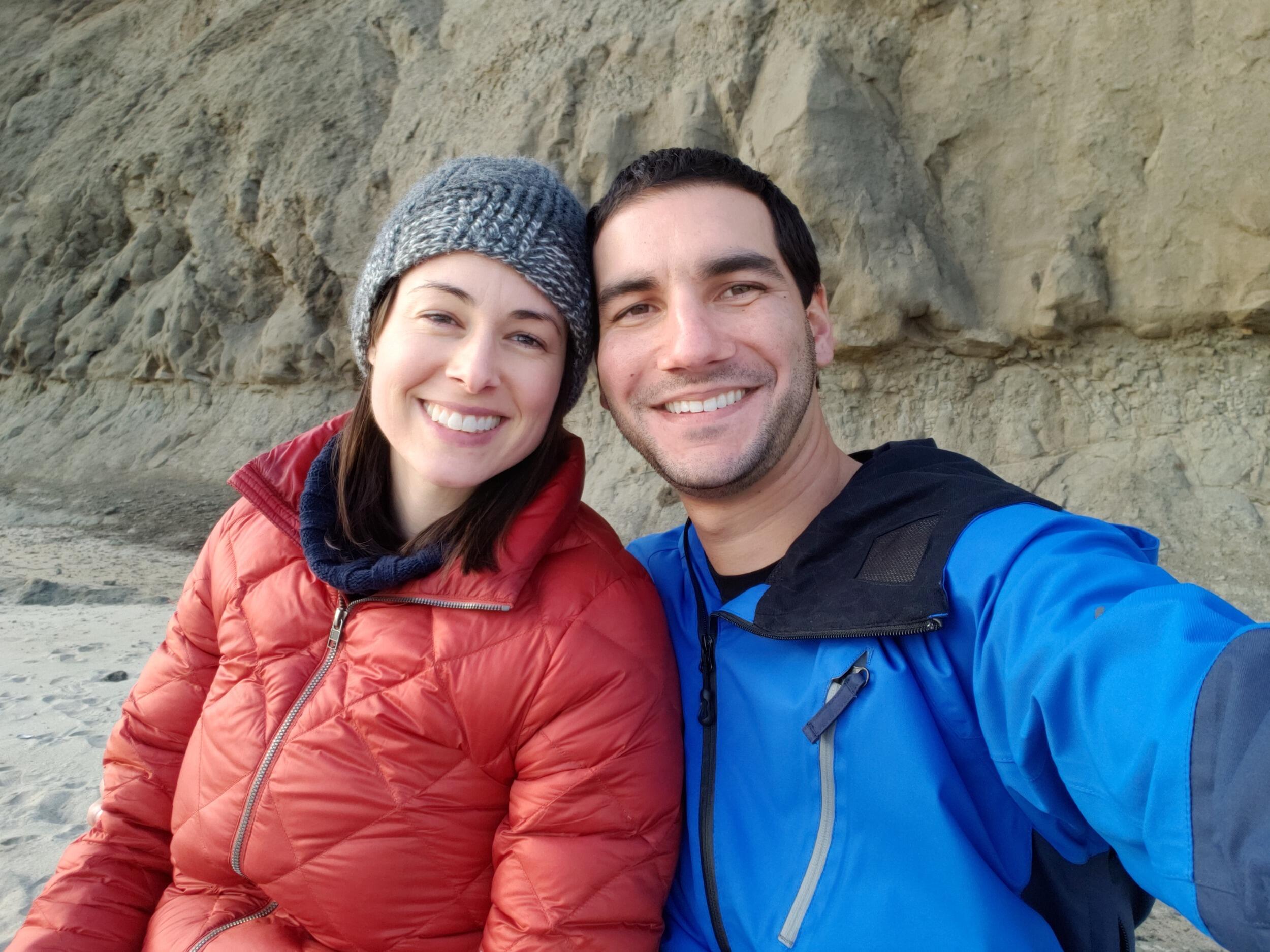First Valentines day. George and Emily went to Maverick's beach near Half Moon Bay, CA.